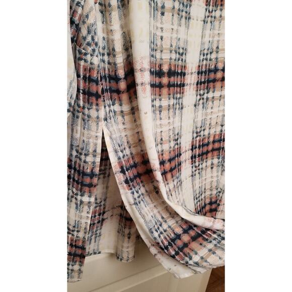 Ellos Plaid Pull On Shirt Blouse / Dress Button Cuff Long Sleeve Ruching Size 14 - Picture 4 of 8